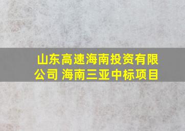 山东高速海南投资有限公司 海南三亚中标项目